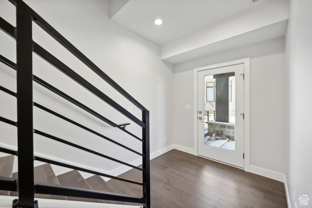 Entryway with dark hardwood / wood-style floors