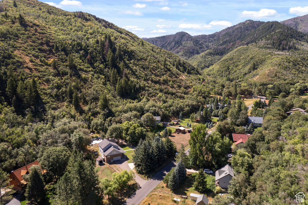 Aerial view with a mountain view