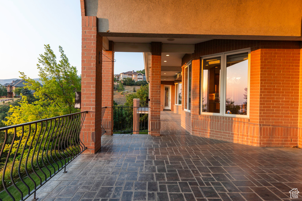 Exterior space with a balcony