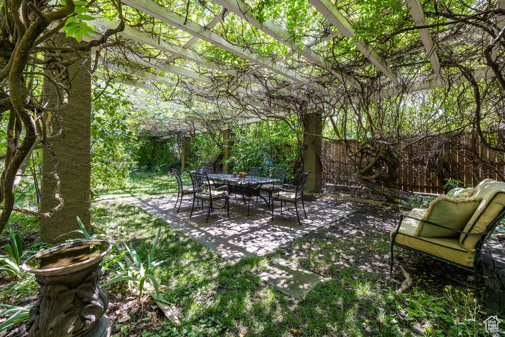 View of patio / terrace featuring a pergola
