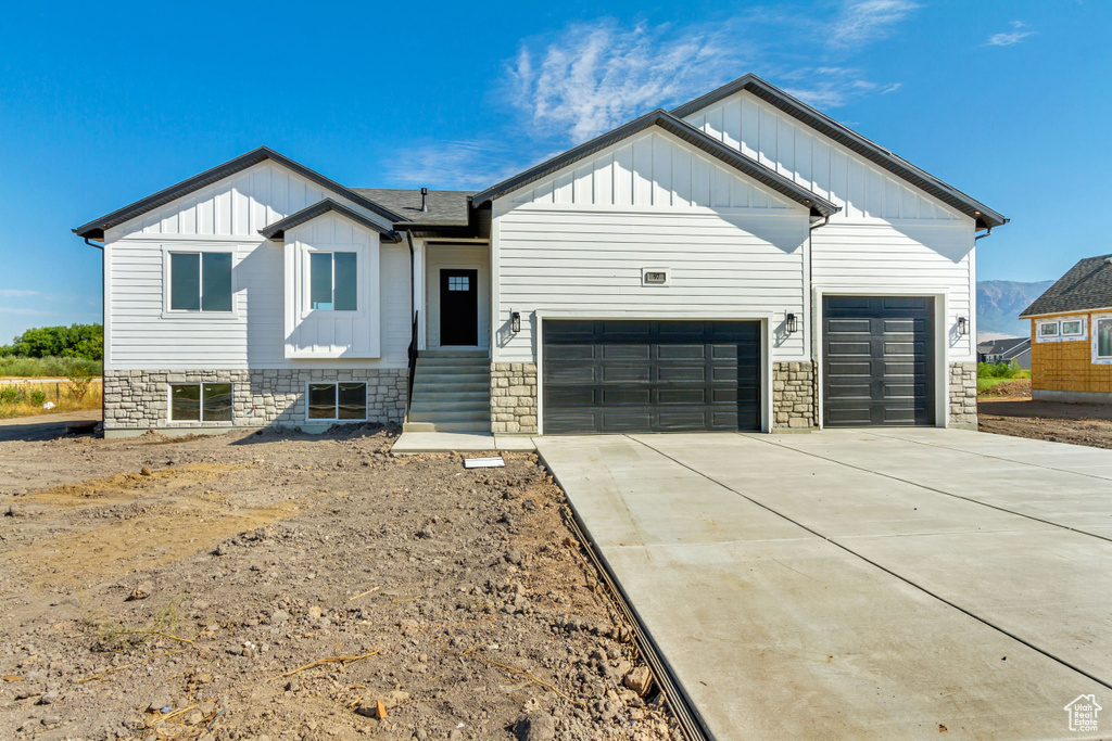 View of front of home with a garage