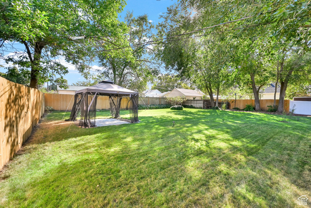 View of yard with a gazebo