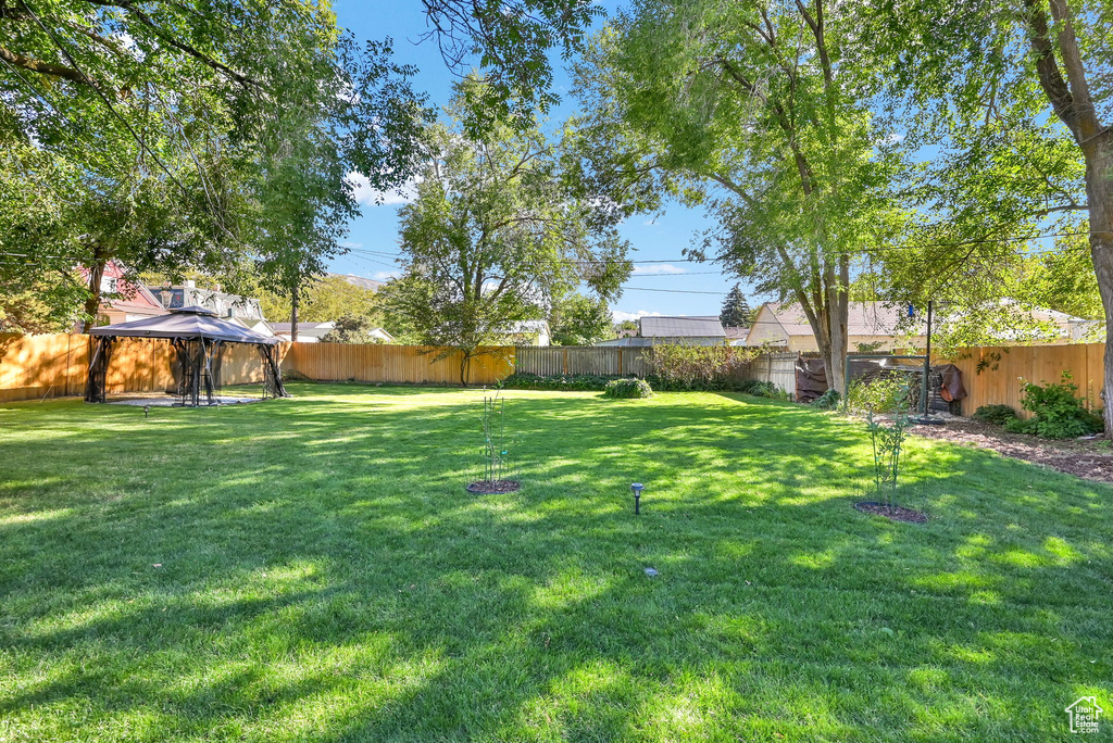 View of yard with a gazebo