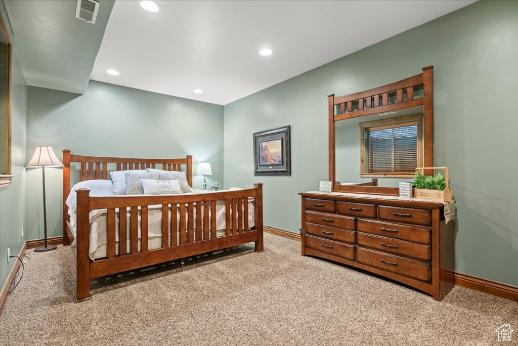 Bedroom featuring carpet