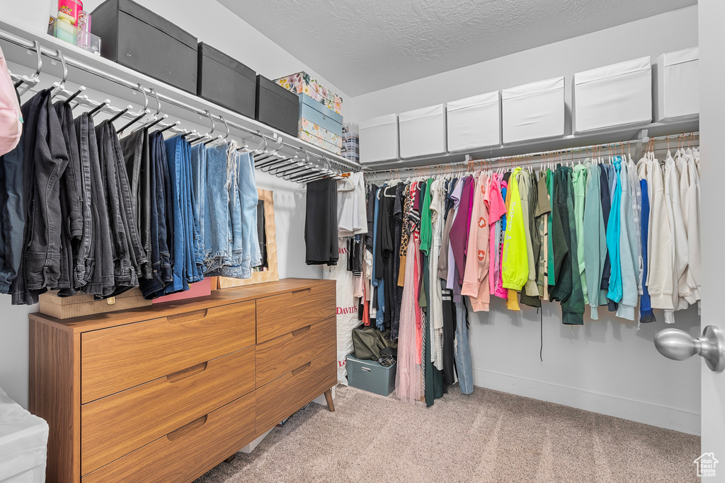 Walk in closet featuring carpet