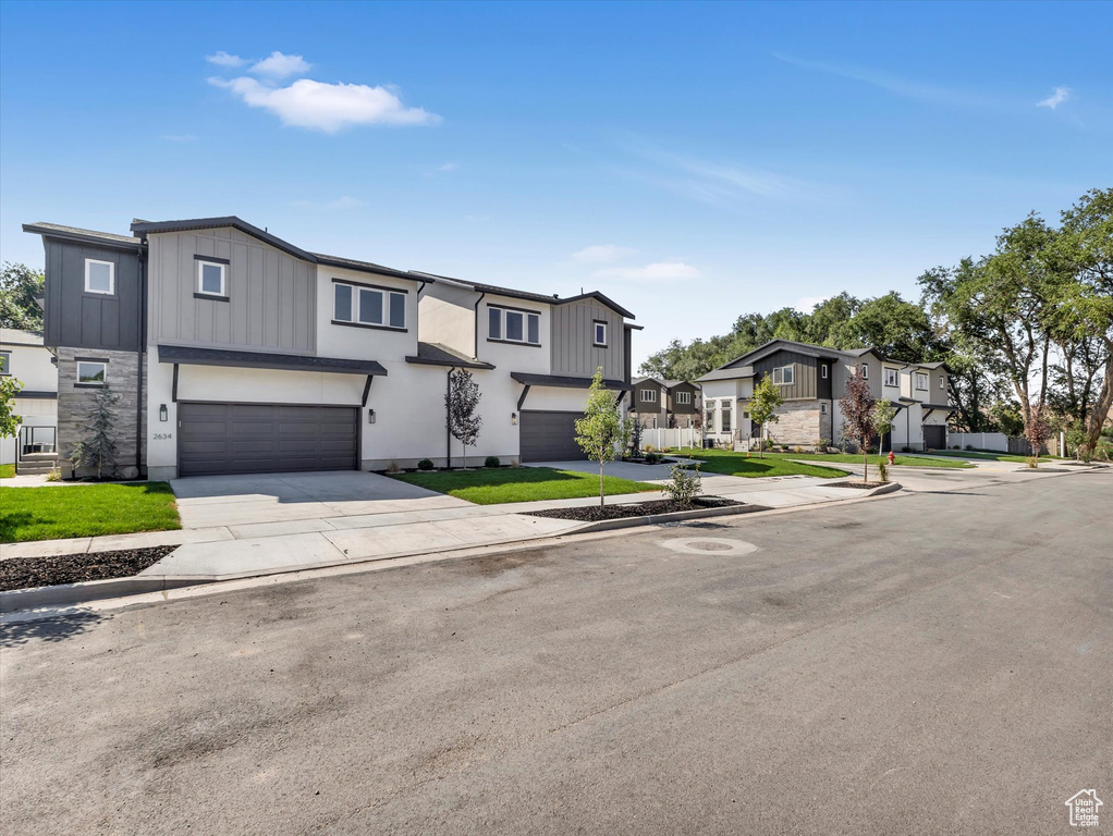 View of front of home with a garage