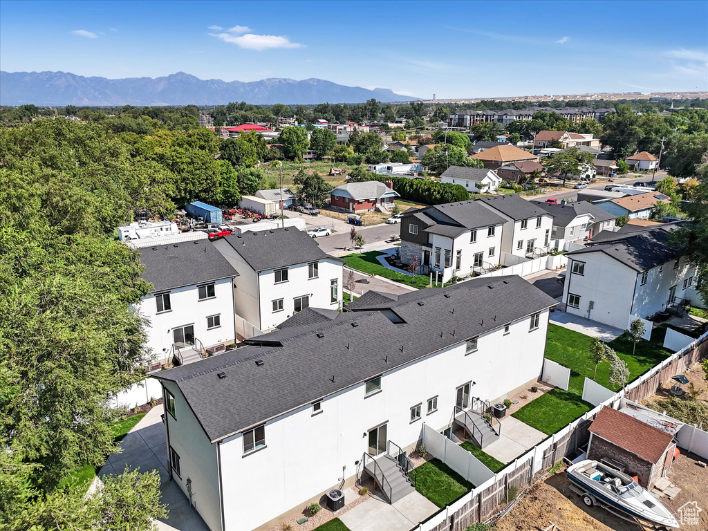 Aerial view featuring a mountain view