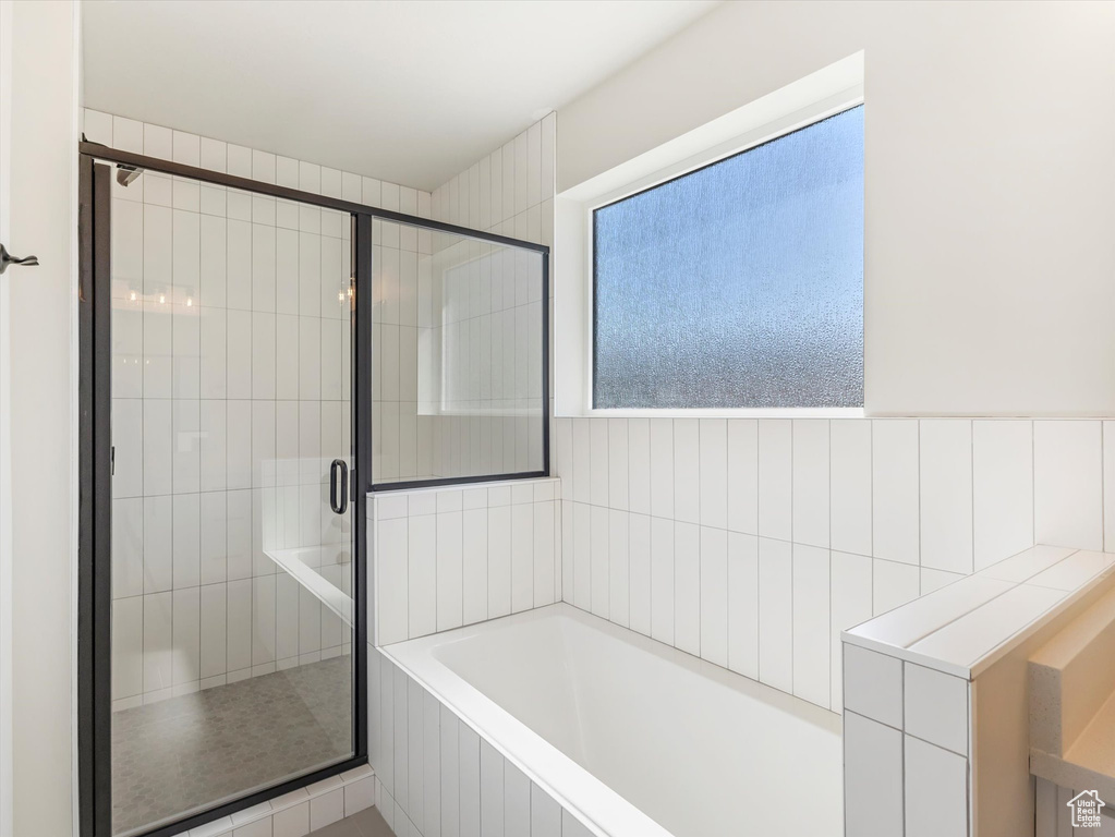 Bathroom with independent shower and bath