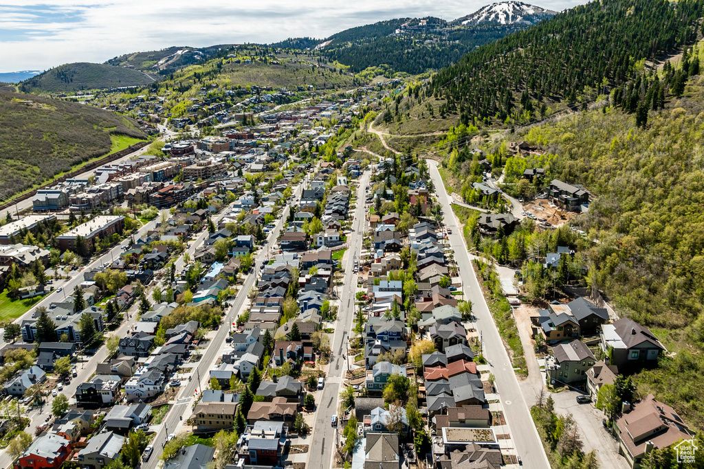 Aerial view with a mountain view