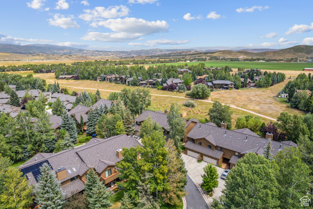 Aerial view featuring a mountain view