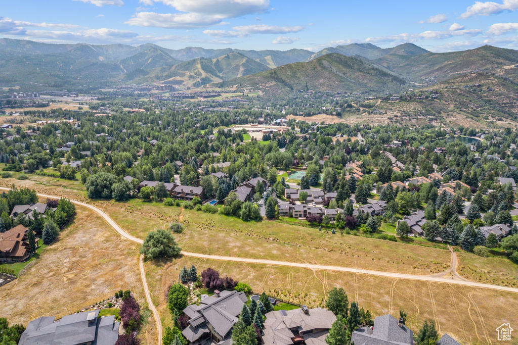 Drone / aerial view with a mountain view