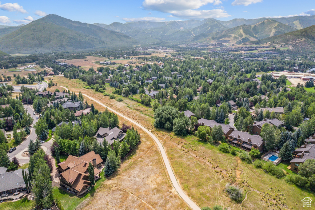 Birds eye view of property with a mountain view