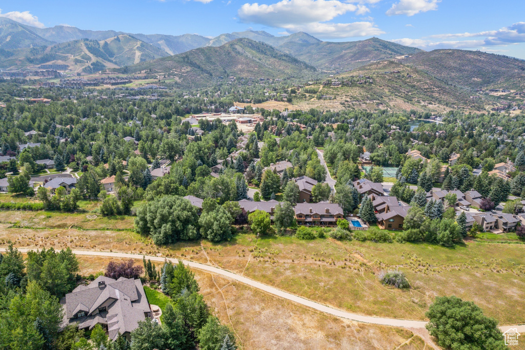 Drone / aerial view with a mountain view