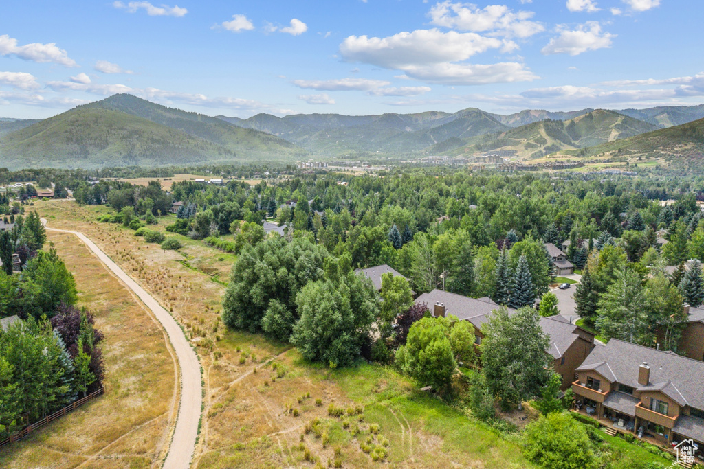 Drone / aerial view with a mountain view