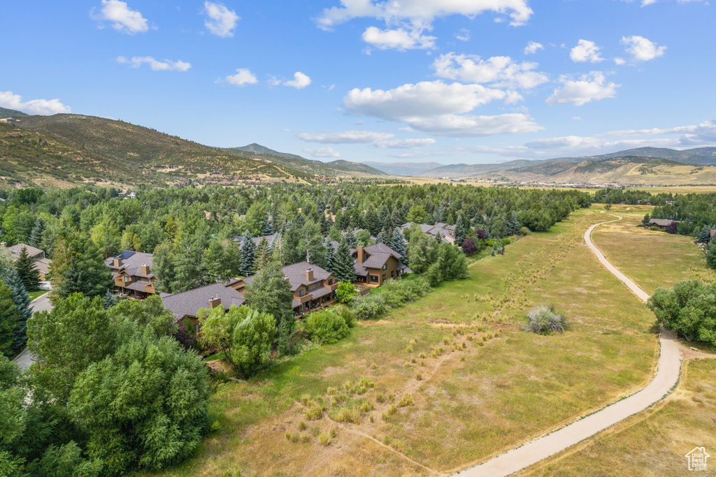 Drone / aerial view with a mountain view