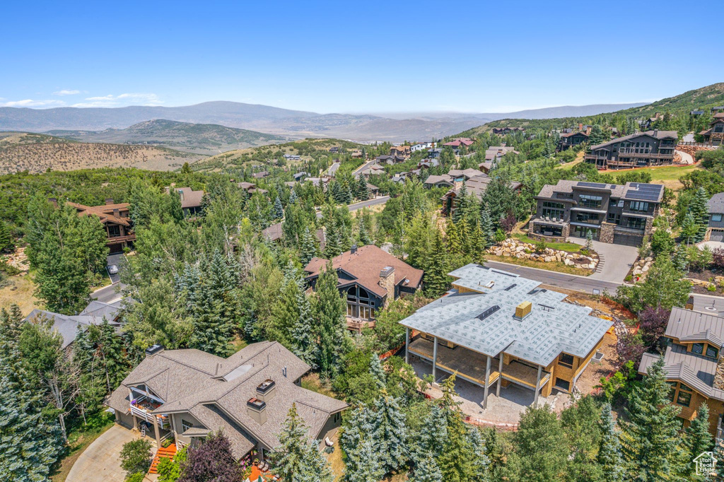 Drone / aerial view with a mountain view