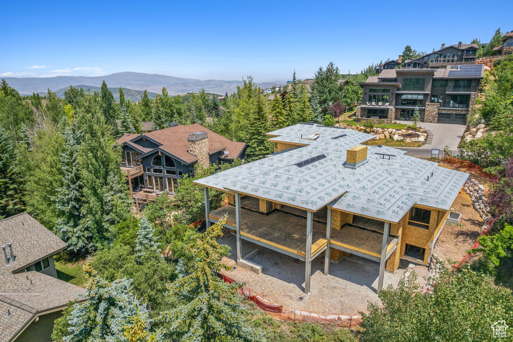 Drone / aerial view with a mountain view