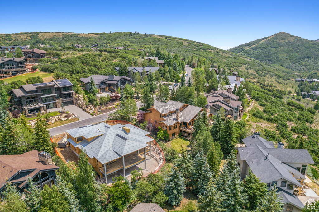 Drone / aerial view with a mountain view