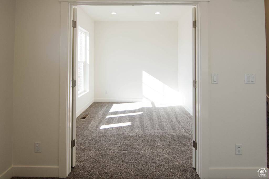 Empty room featuring carpet flooring and a healthy amount of sunlight