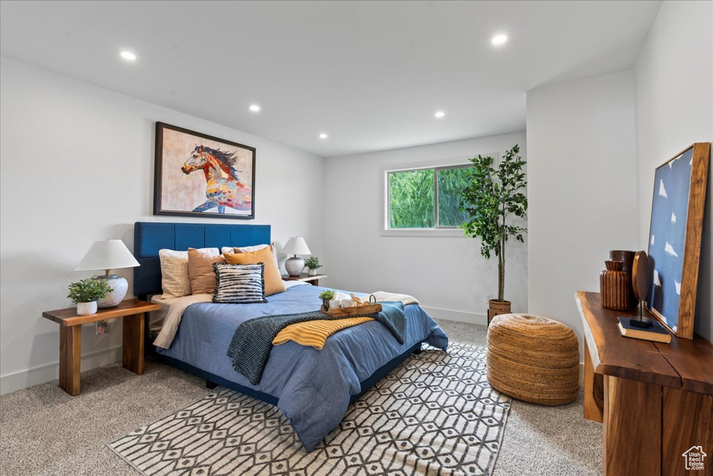 Bedroom with carpet flooring