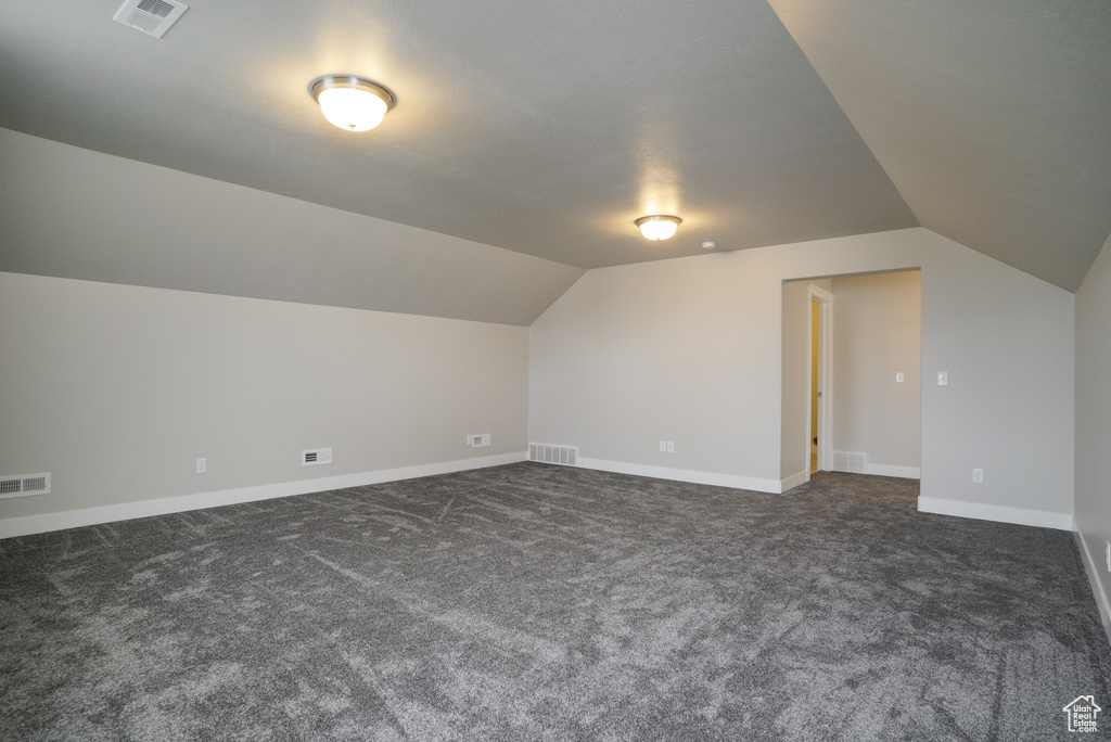 Additional living space featuring carpet and vaulted ceiling