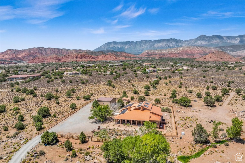 Drone / aerial view with a mountain view
