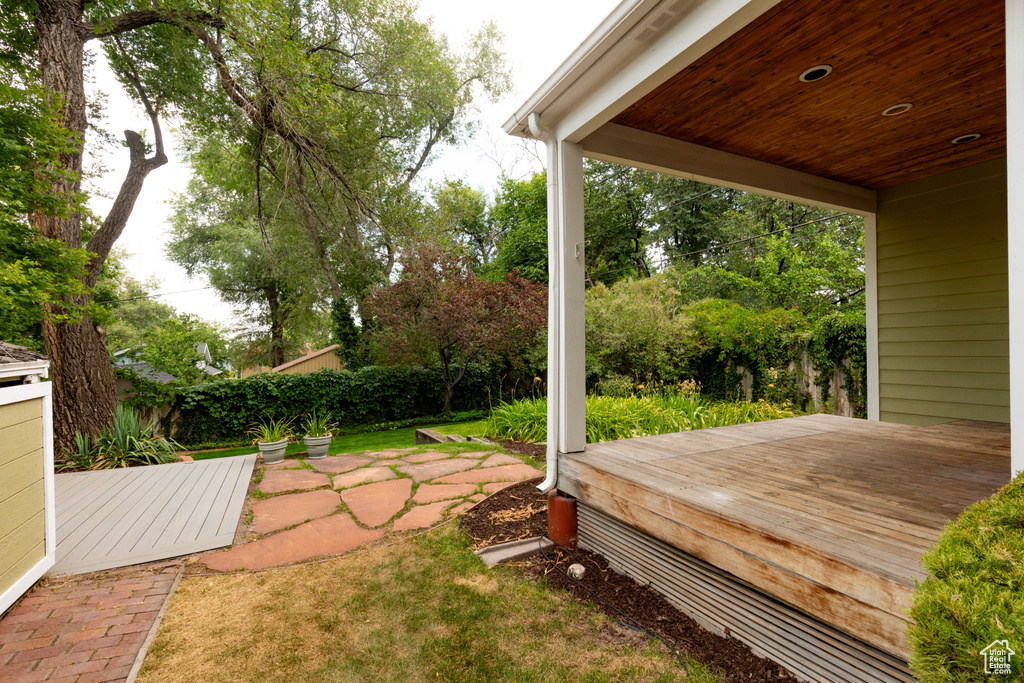 View of yard featuring a deck