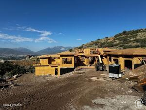 Exterior space featuring a mountain view