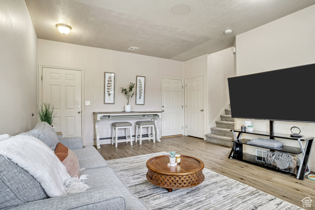 Living room featuring light hardwood / wood-style flooring