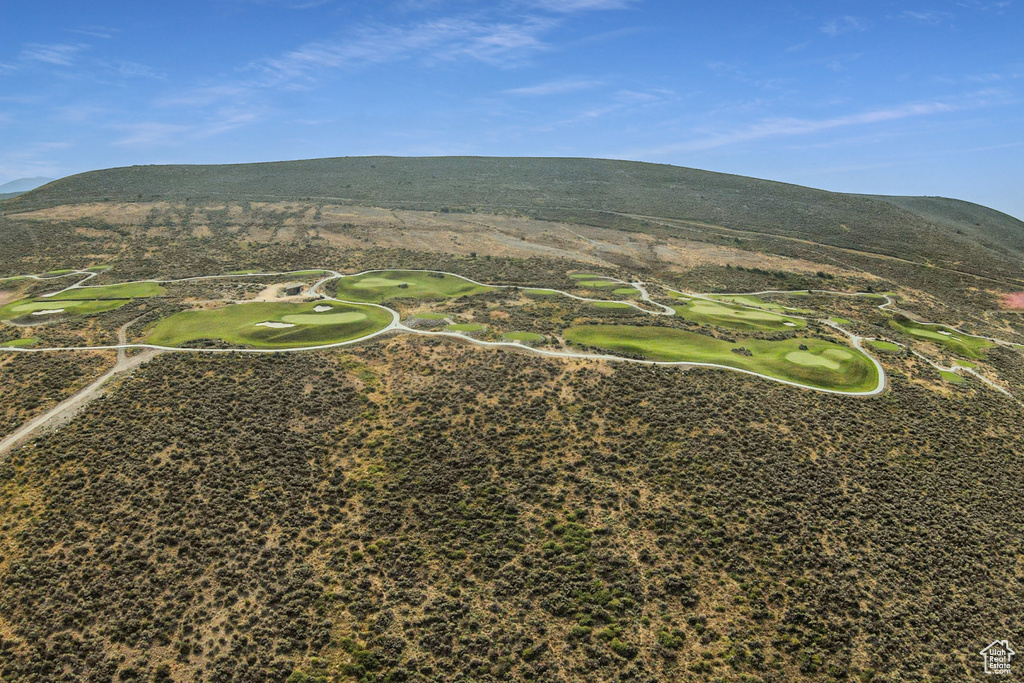 Drone / aerial view featuring a mountain view