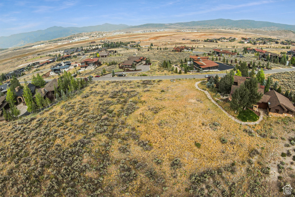 Aerial view featuring a mountain view