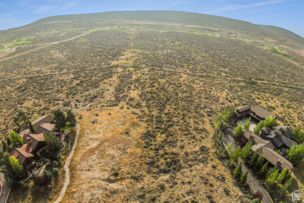 Drone / aerial view featuring a mountain view