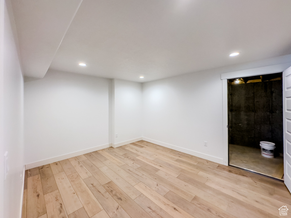 Interior space with light hardwood / wood-style flooring