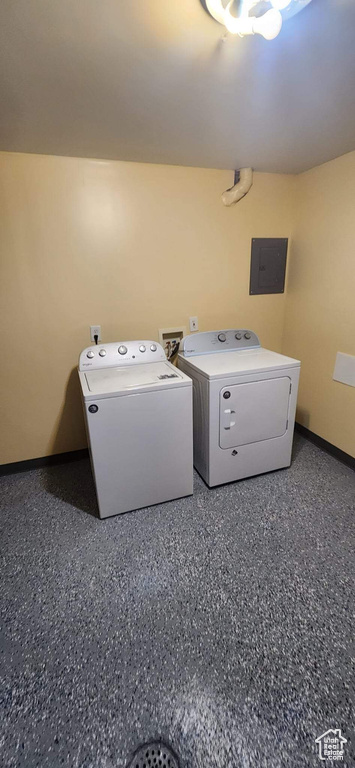 Clothes washing area with washing machine and dryer and electric panel