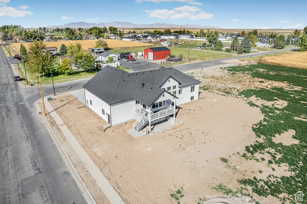 Drone / aerial view with a mountain view