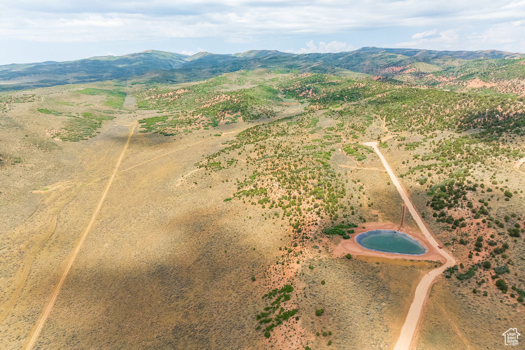 Birds eye view of property with a mountain view