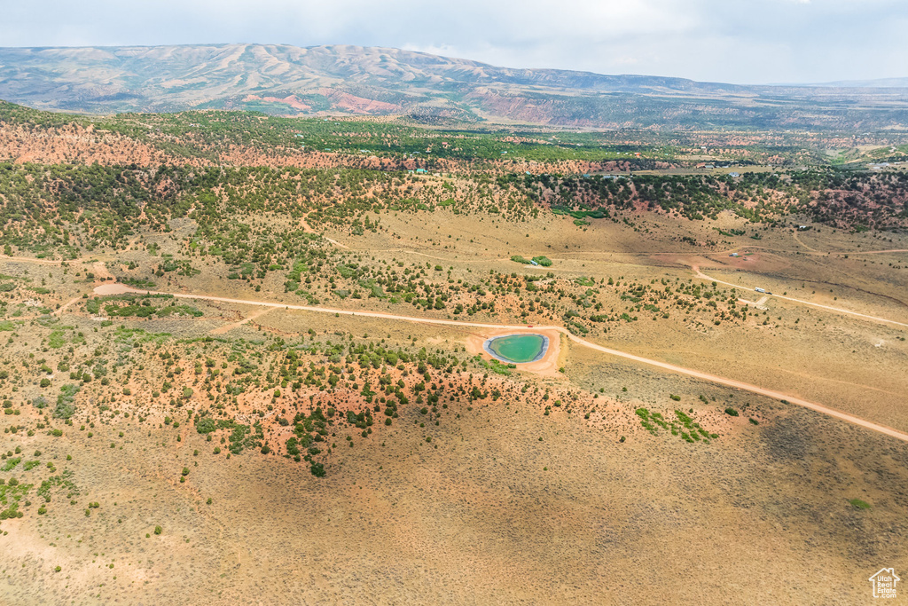 Aerial view featuring a mountain view