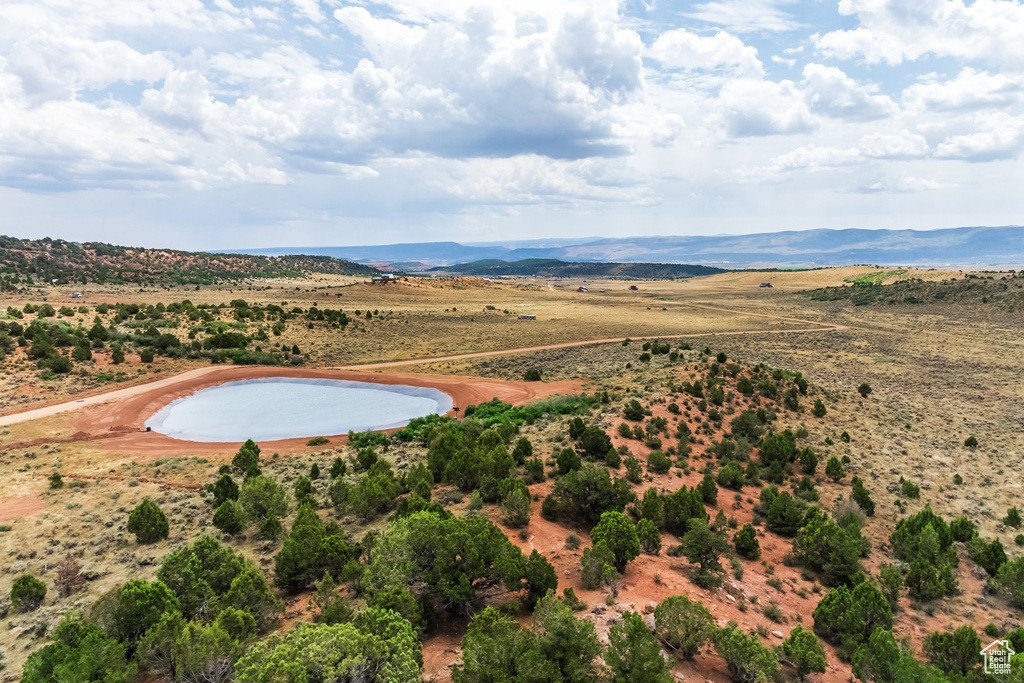 Aerial view featuring a mountain view