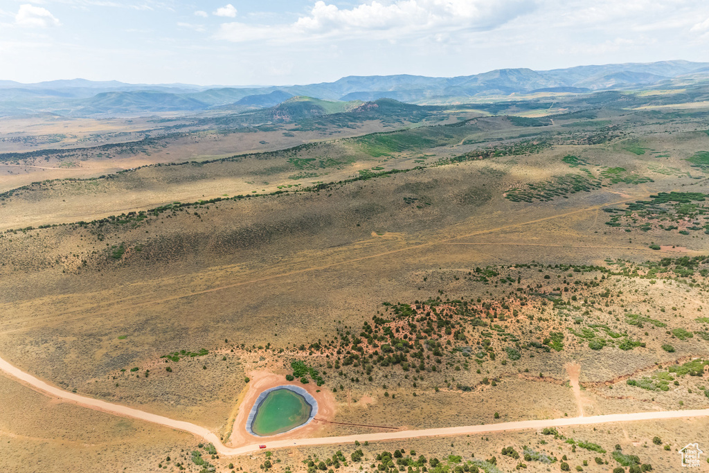 Aerial view featuring a mountain view