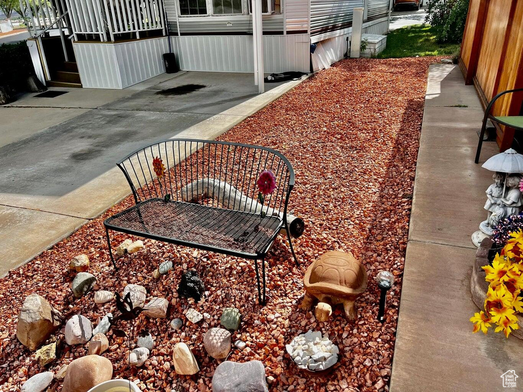 Exterior space with a patio