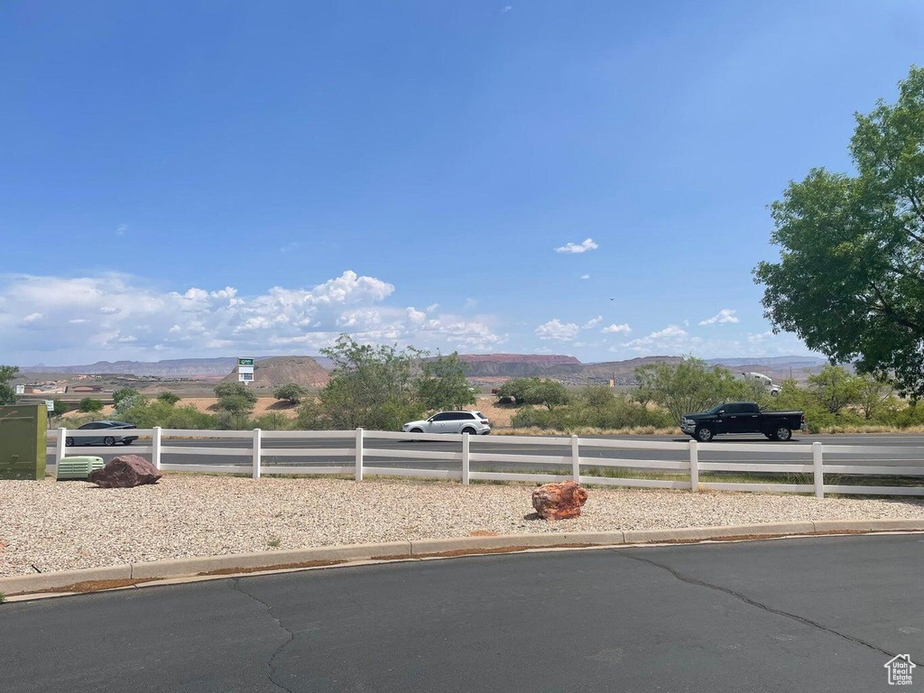 View of yard with a mountain view