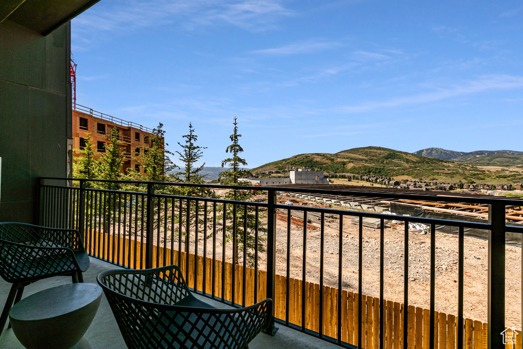 Balcony with a mountain view