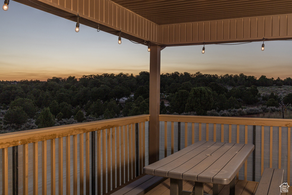 View of deck at dusk