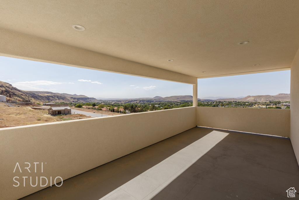 Balcony with a mountain view