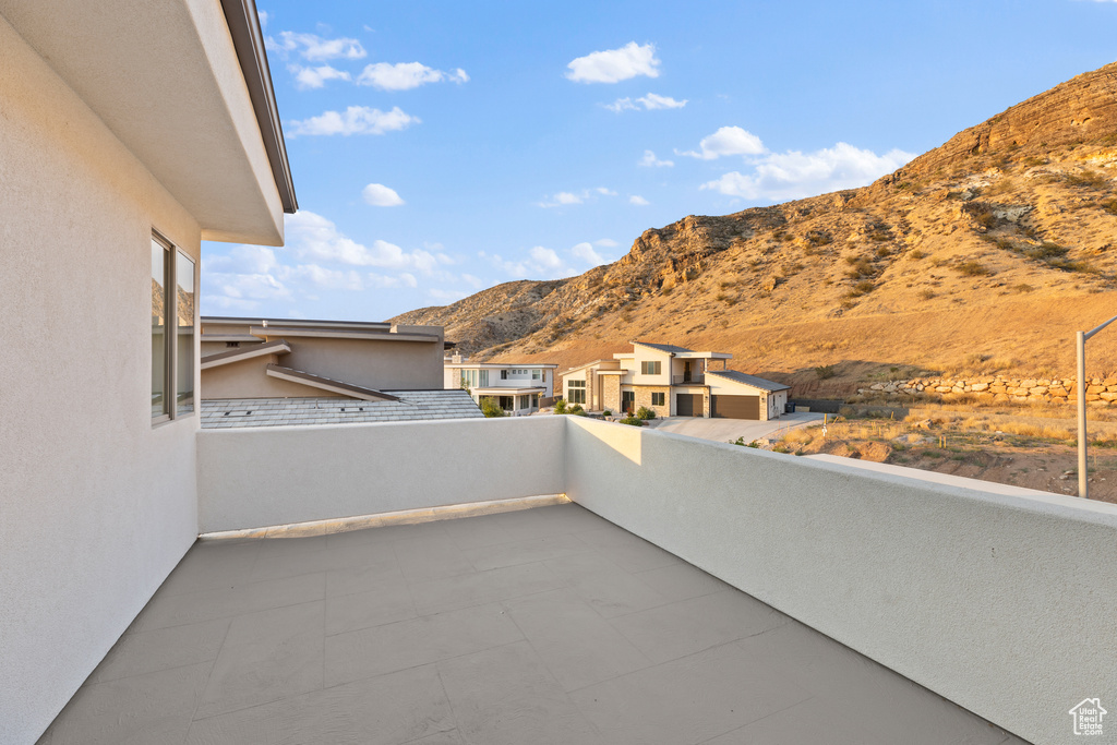 Patio / terrace with a mountain view