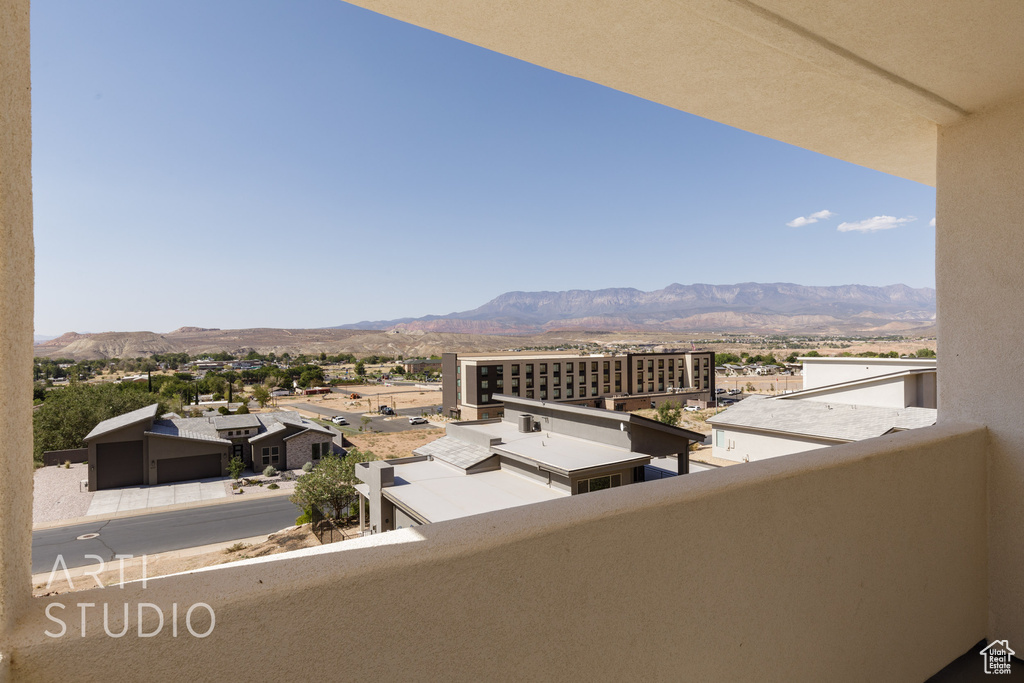 Balcony with a mountain view