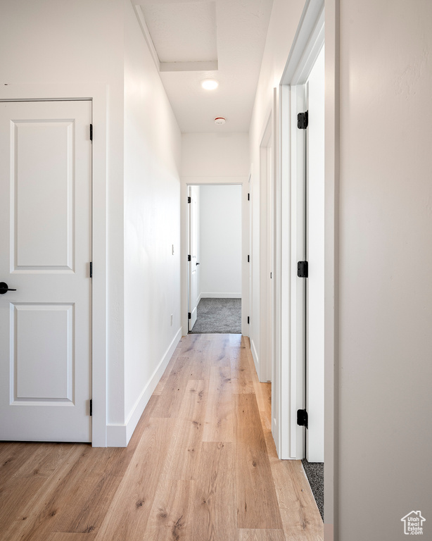 Hall featuring light hardwood / wood-style flooring