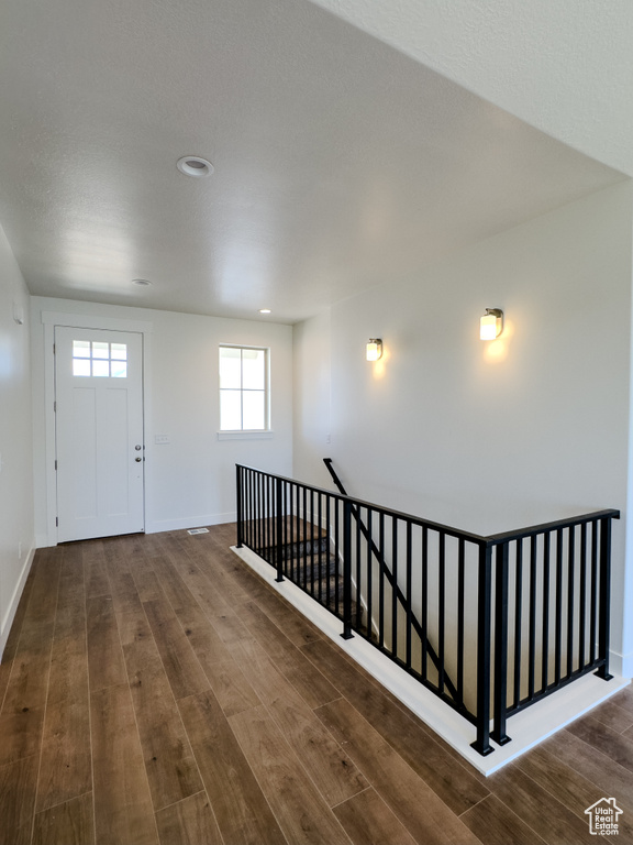 Foyer featuring dark wood-type flooring