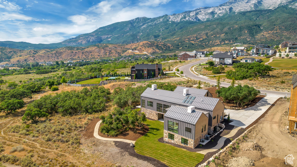 Bird's eye view with a mountain view