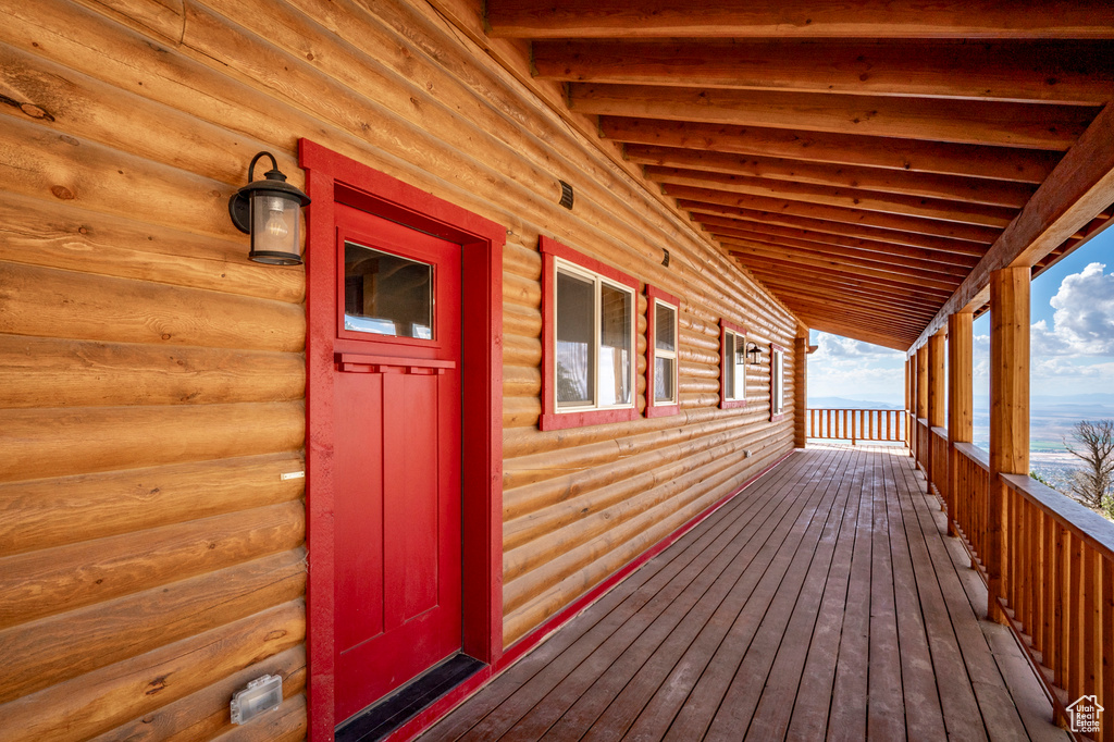 View of wooden deck